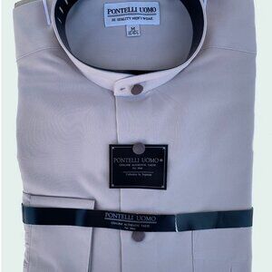 PONTELLI UOMO Hi Quality Men's Wear Bandit Collar Casual Shirt Size M 15-15 1/2